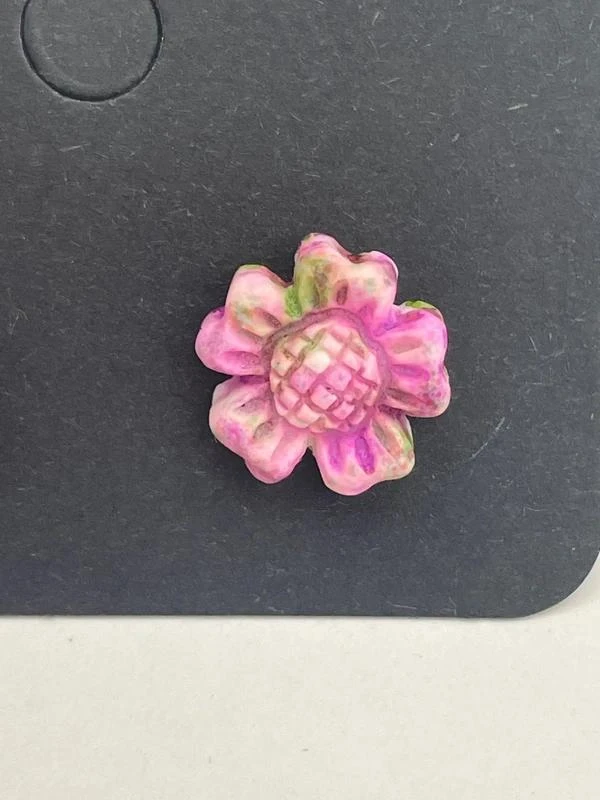 Pink Dahlia Earrings with Green Flame Details – photo 2